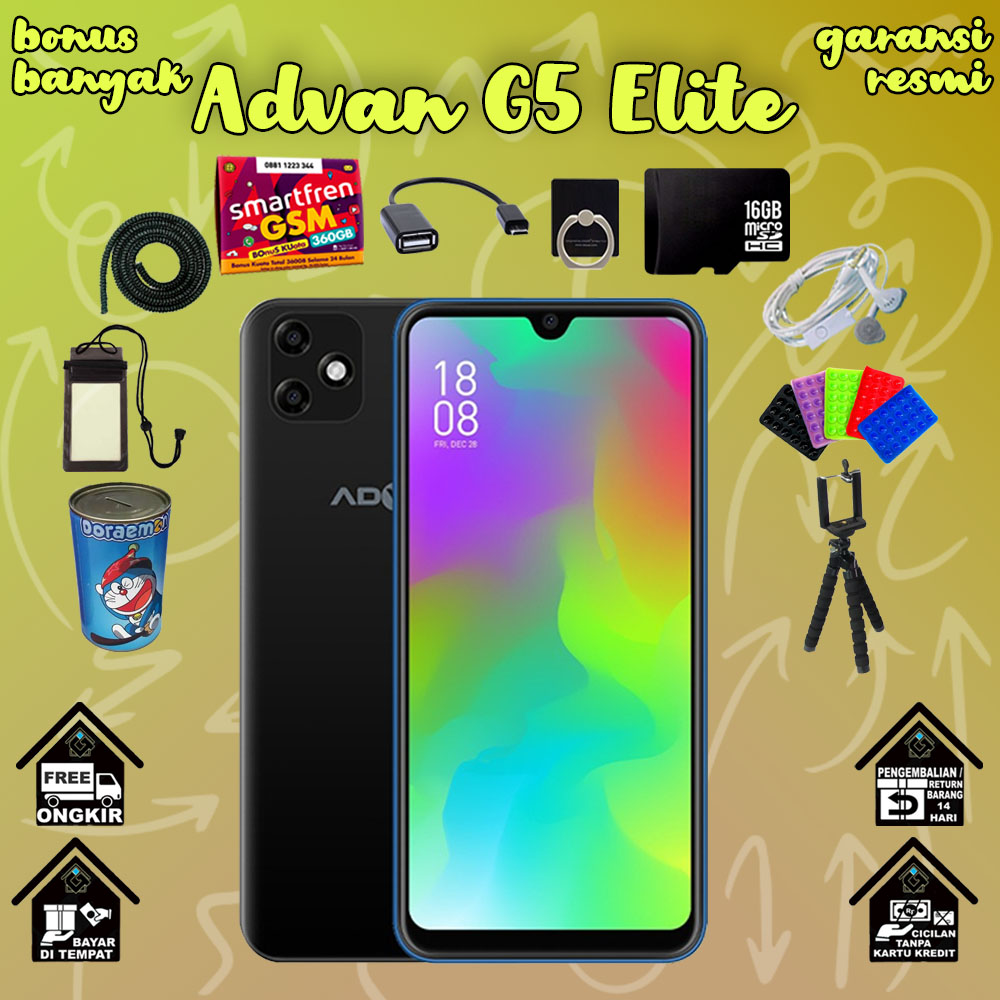 [GRATIS ONGKIR] Advan G5 Elite 3GB/16GB 4GLTE GARANSI RESMI Bonus Kuota Internet Gratis 360GB