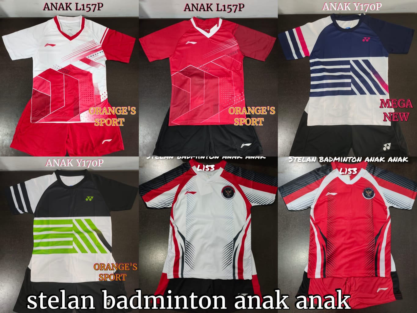 Stelan Kaos Olahraga Badminton Anak /SET Jersey Olahraga Bulutangkis Anak L153-v140/Y163-Y2002