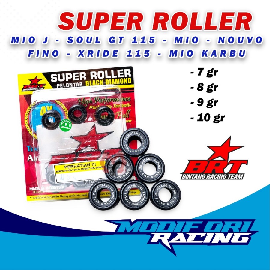 BRT - MIO KARBU - ROLLER RACING BRT - BLACK DIAMOND - MIO SPORTY - MIO - 08 GRAM Harga 76,275 rupiah*Gratis Ongkir