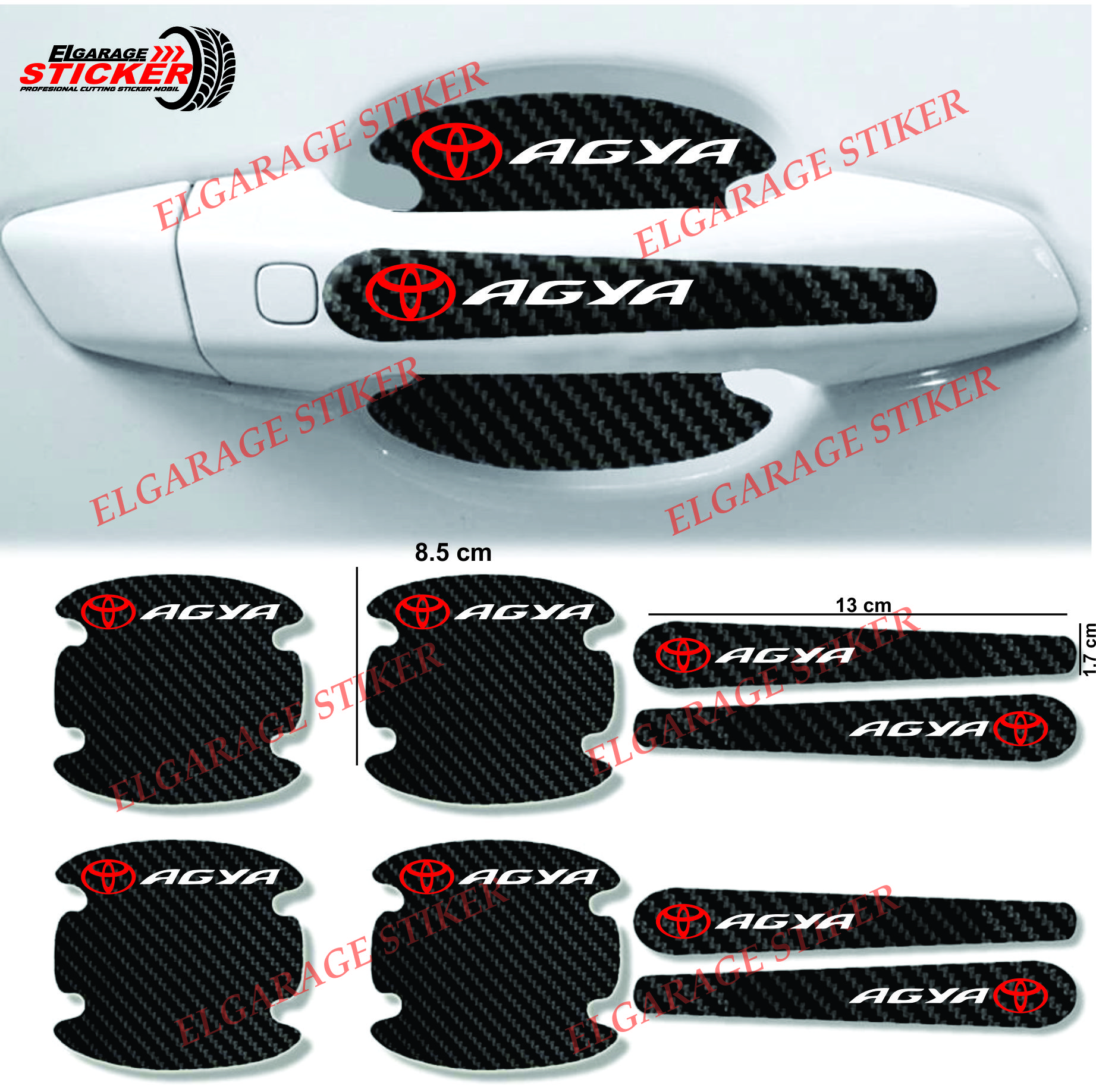 8pcs stiker carbon handle pintu mobil toyota agya stiker pelindung handle pintu mobil dari goresan Harga 15,000 rupiah*Gratis Ongkir