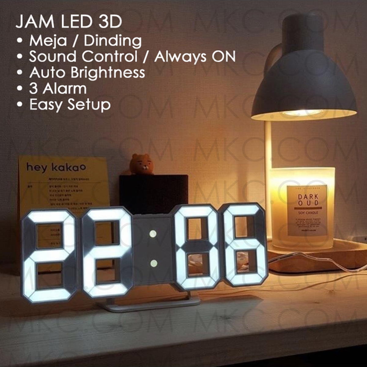 Jam Meja Led 3D/Jam Dinding Digital Led 3D Bentuk Angka Modern