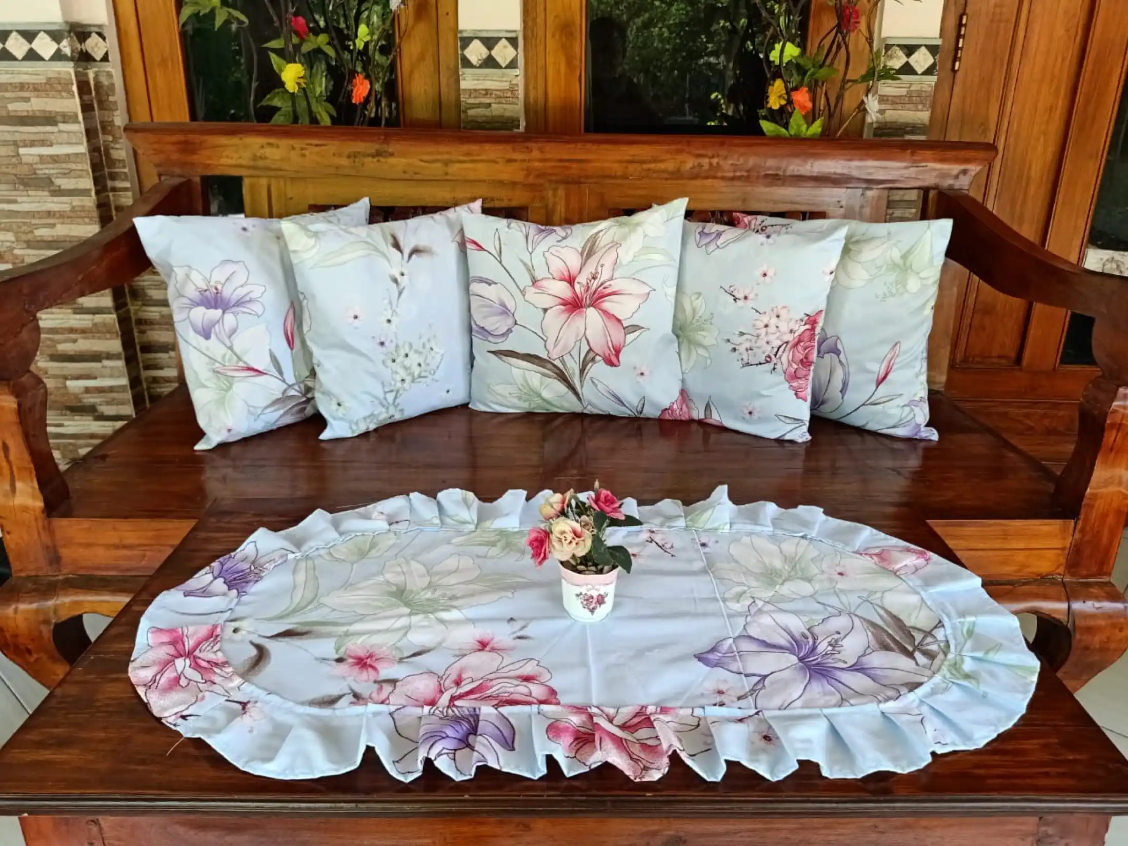 Cod Sofa Set Ruang Tamu Lengkap 5 Sarban Sofa 1taplak Meja Motif Paling Laris Di Solo Top 1 Lazada Indonesia