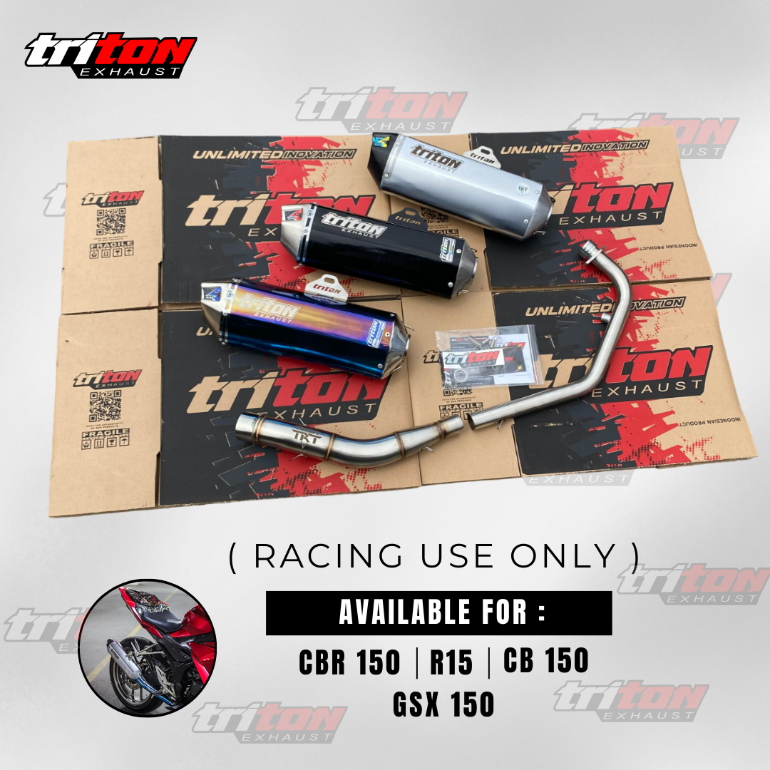 R15 V2 exhaust muffler, R15 V3 racing exhaust, cb150 exhaust, cbr150 exhaust fullsystem exhaust Vixion , Ninja LS mono original Triton exhaust lifetime warranty, COD payment Harga 1,350,000 rupiah*Gratis Ongkir