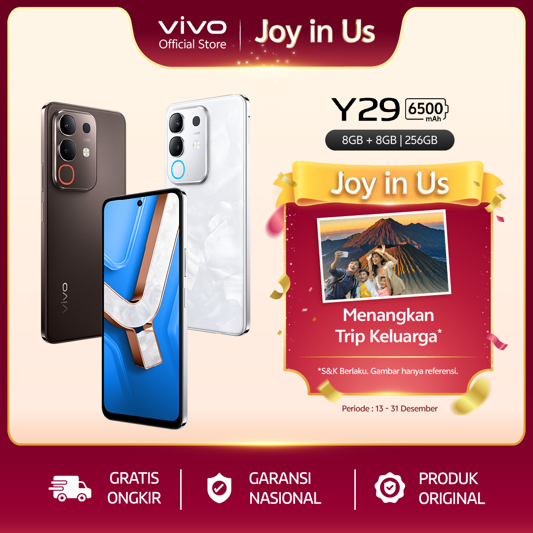 vivo Y29 (8/256) - Design Marmer Eksklusif, 6500mAh Tahan 3 Hari, Tahan Banting Ekstrem, AI Erase 2.0 + AI Circle to Search Harga 2,899,000 rupiah*Gratis Ongkir