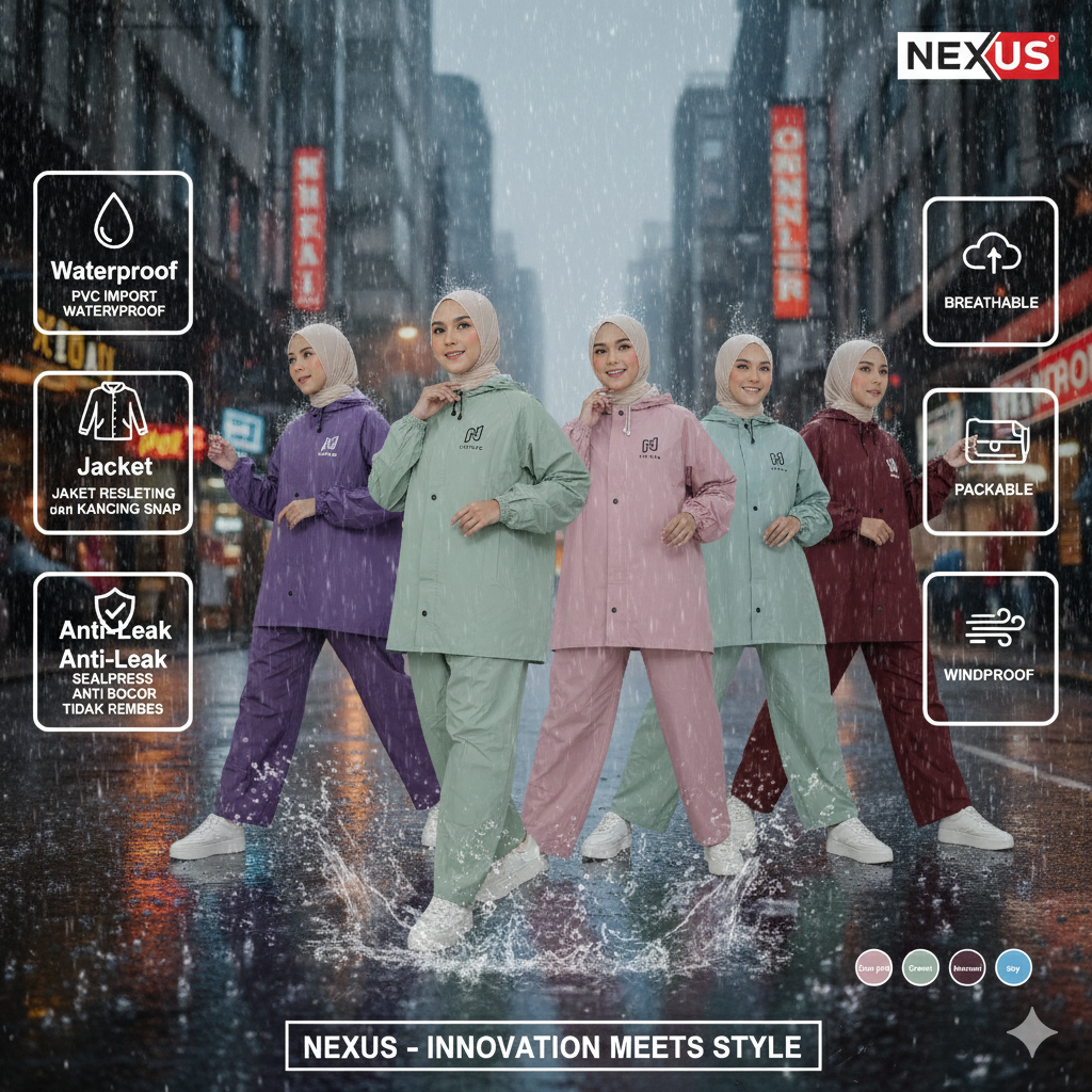Nexus Official - Cute Aesthetic Raincoat Women's Trouser Suit Harga 119,000 rupiah*Gratis Ongkir