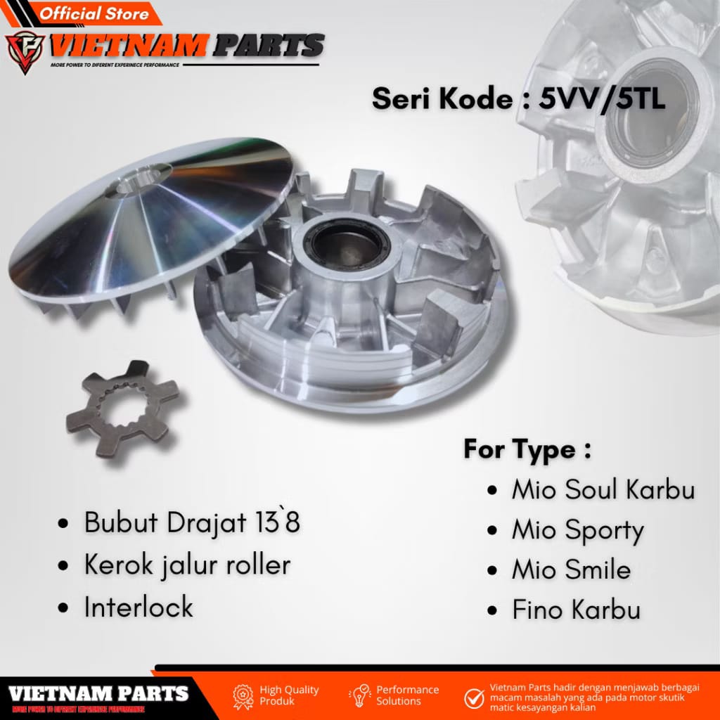 Home pulley Mio 5vv pulley custom Vietnam parts Mio smile Mio sporty Fino karbu Mio soul Harga 174,000 Ringgit*Penghantaran Percuma
