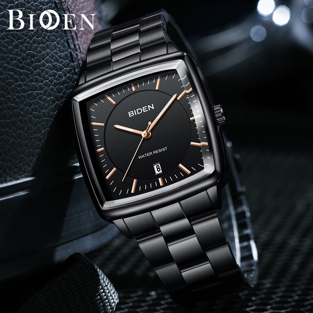 BIDEN Jam Tangan Pria Original Full Luminous Classic Kalender Tali Stainless Steel Jam Tangan Cowok