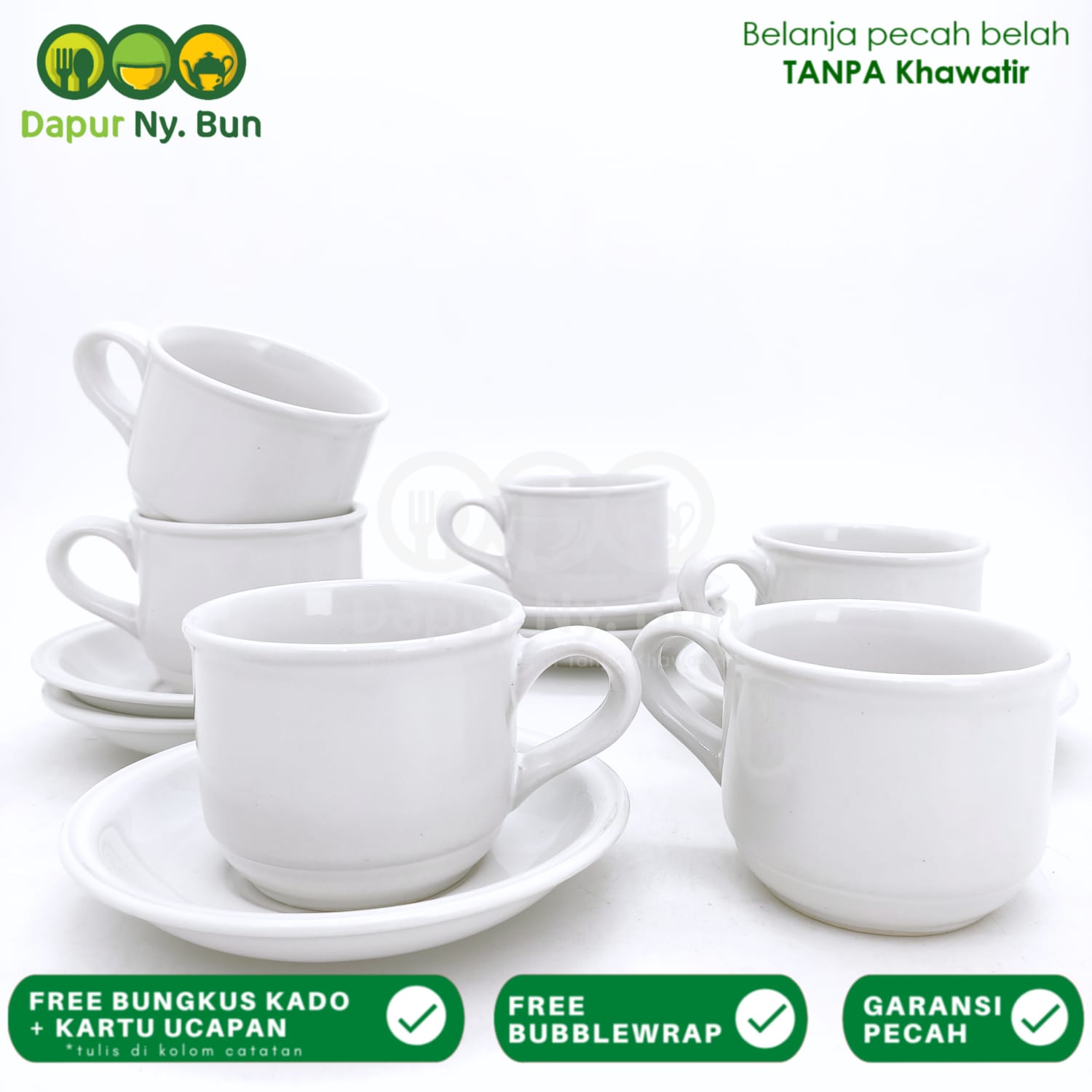 6 Pasang Cangkir Set / Cangkir + Saucer Nikura / Cangkir Teh / Cangkir Kopi