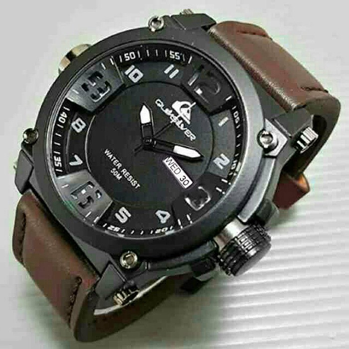 	 Jm Cod8081 Free Baterai Jam Tangan Pria Quiksilver Tanggal Aktif Tali Kulit / Fashion Pria / Elegant 	
