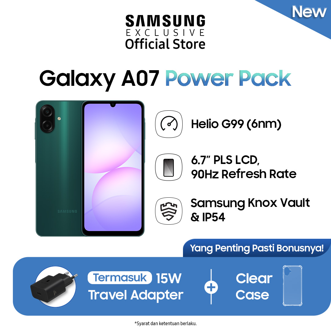 Samsung Galaxy A07 4/64Gb - Green | Power Pack | Free Travel Adapter Giá 1,399,000 Đồng*Miễn phí vận chuyển