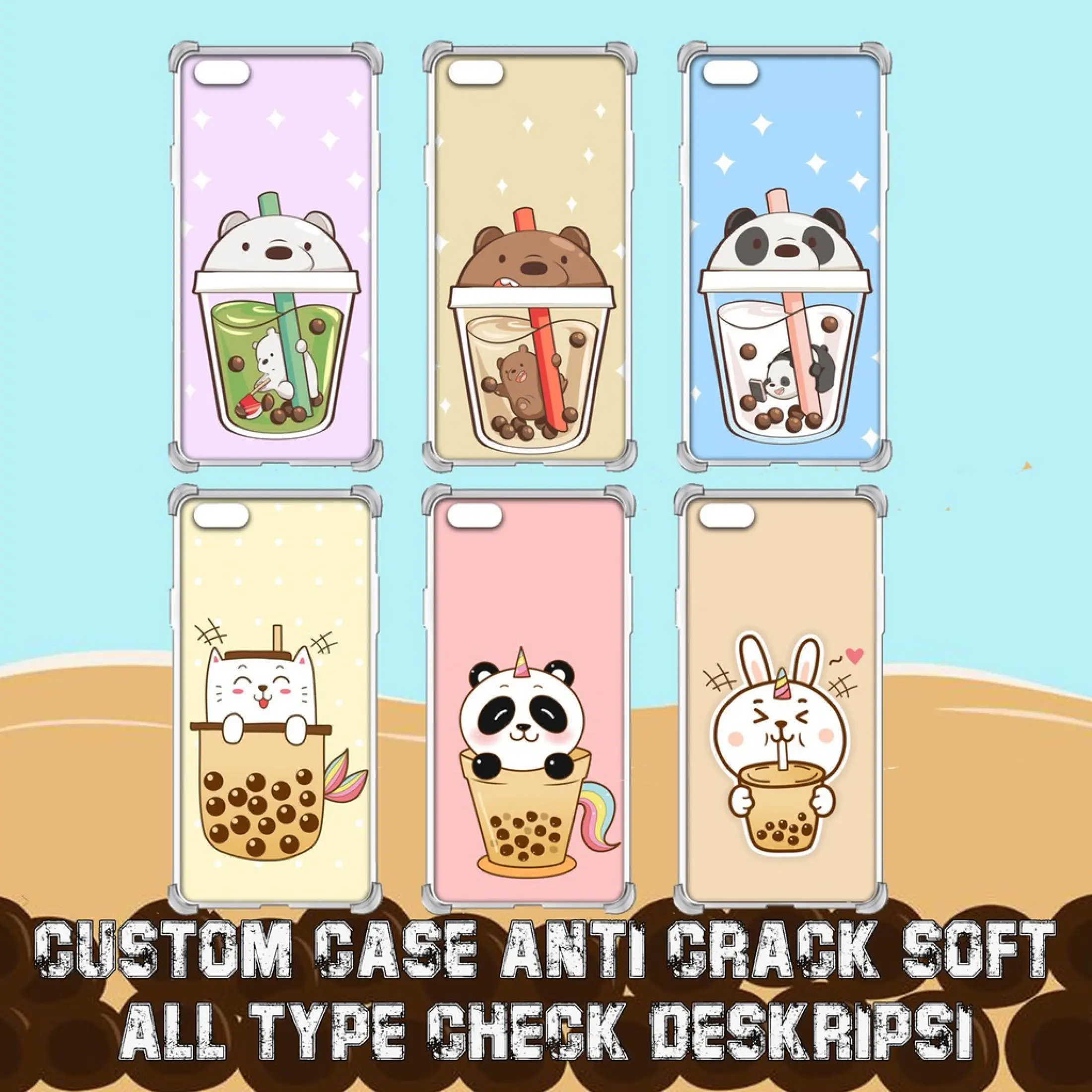 CASE CUSTOM ANTICRACK SOFT WE BARE BEARS BOBA Untuk Samsung IPhone Vivo Oppo Xiaomi Redmi Nokia Lenovo Asus Zenfone Lazada Indonesia