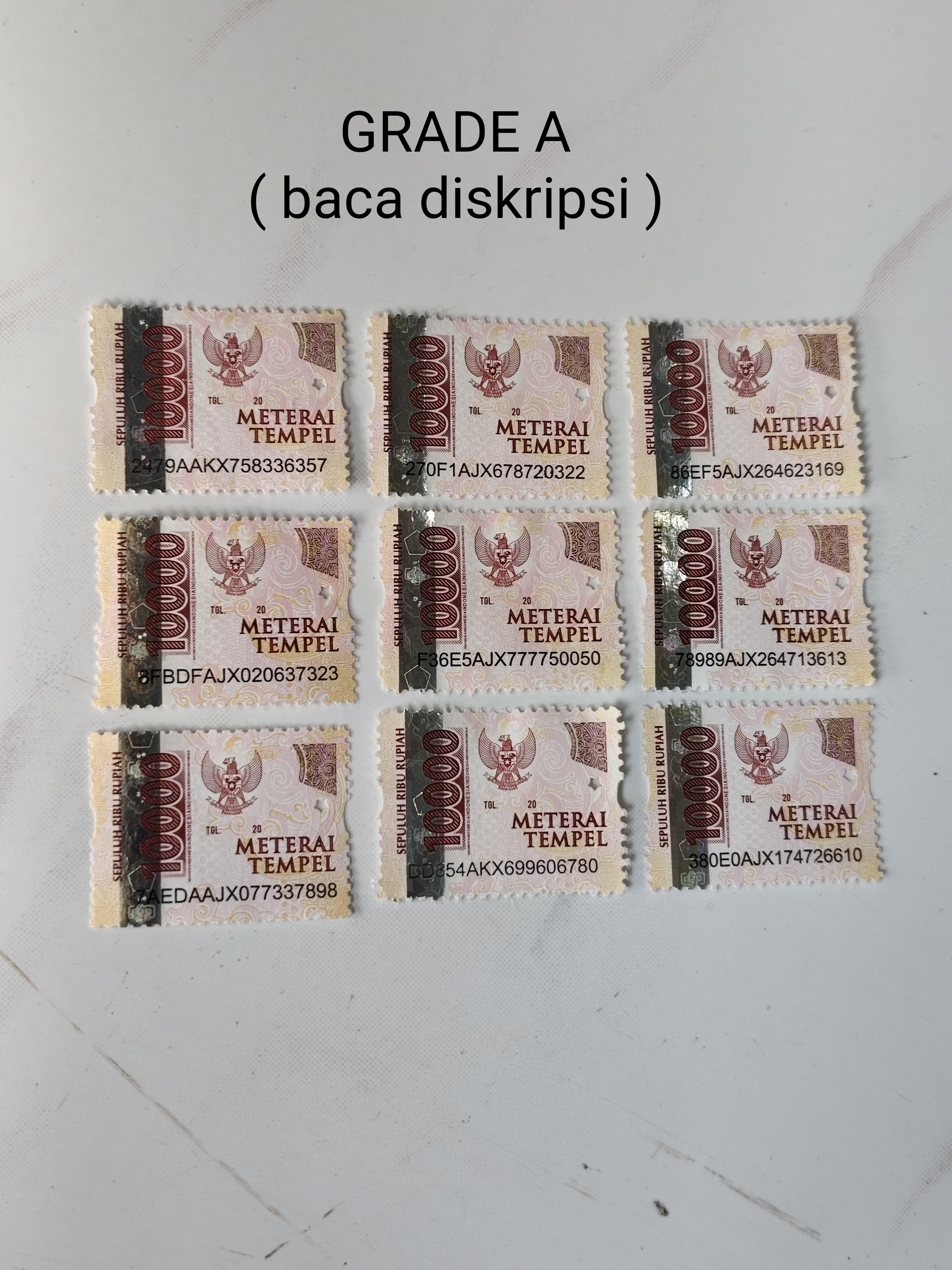 Materai 10000 Grade A Dengan Lem (10pcs) Harga 80,000 rupiah*Gratis Ongkir