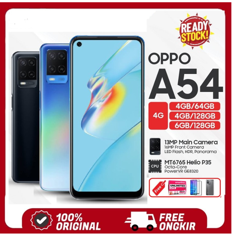 OPPO A54 6/128 GB Smartphone Mediatek RAM 6 ROM 128 Type C Android - Ready Stock Harga 1,310,000 rupiah*Gratis Ongkir