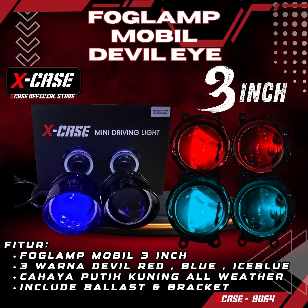X-Case Lampu Foglamp Devil Eye 3 inch Motor Mobil Universal Sepasang Include Bracket Ballast 8064 Harga 695,000 rupiah*Gratis Ongkir