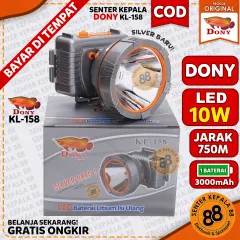 Senter Kepala Dony KL 158 Silver Baru Doni Cas LED Super Terang Jarak Jauh 10 WATT 10w Murah