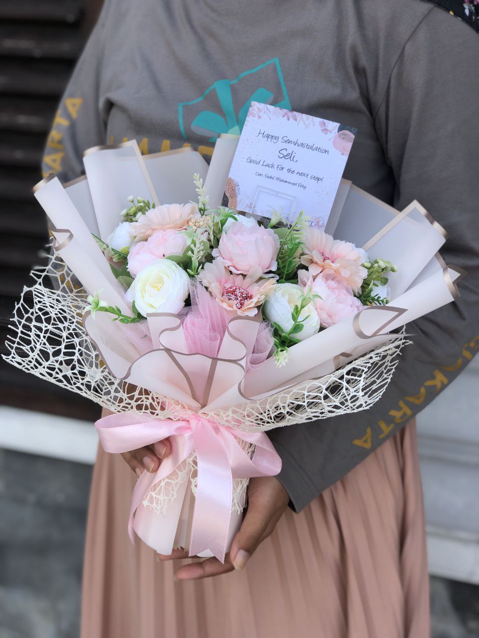 Buket Artifical Flowers Murah Free Kartu Ucapan - Bouquet Bunga Palsu Aesthetic
