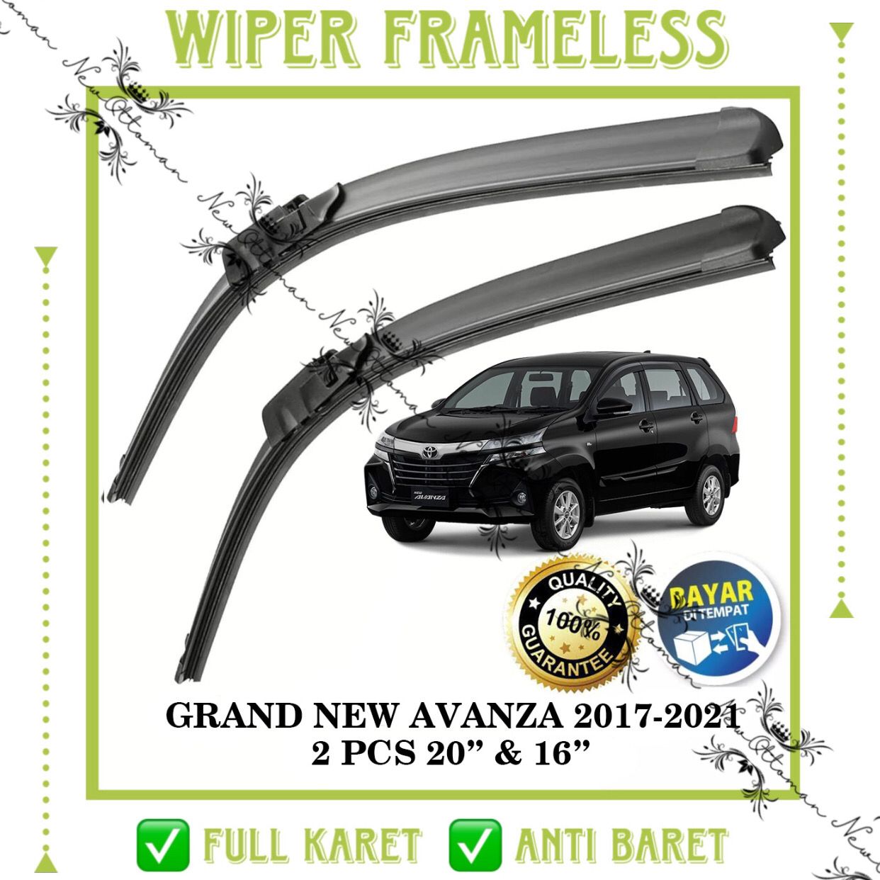 Wiper Frameless Toyota Avanza / All New Avanza / Grand New Avanza / Veloz 1 Set New Ottoman Harga 64,000 rupiah*Gratis Ongkir