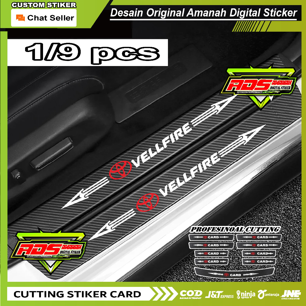 9 Pcs Stiker Pelindung Pintu Mobil Vellfire Carbon 3D Door Sill Plate Guard Toyota Stiker Pelindung Pijakan Lantai Pintu Mobil Harga 25,000 rupiah*Gratis Ongkir