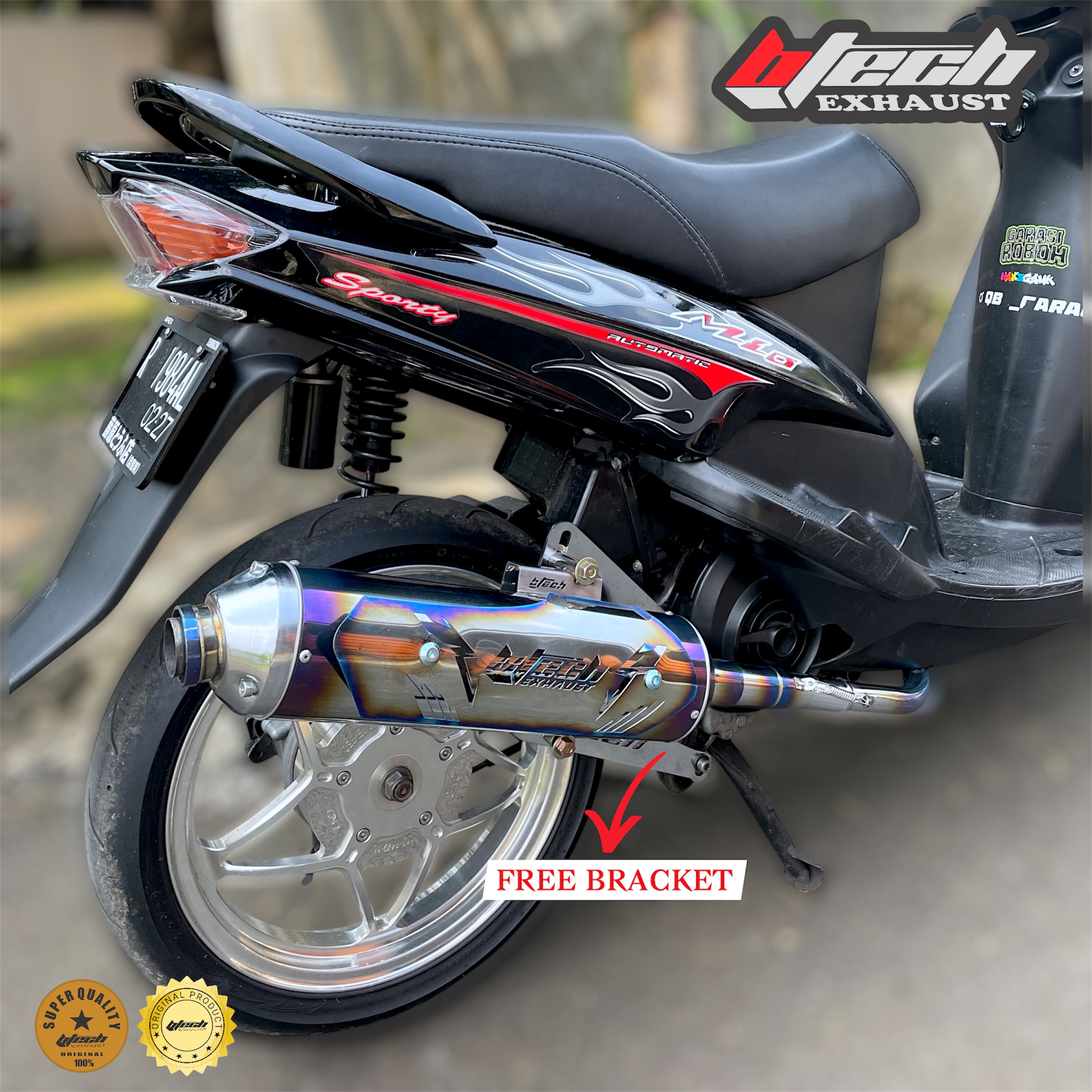 Original Btech Exhaust Type Standard Racing Ceklis Moncong Sijiro Type Cs - B1 (Blue) Tameng Pnp, Mio Smile, Mio Soul Karbu Harga 602,000 rupiah*Gratis Ongkir