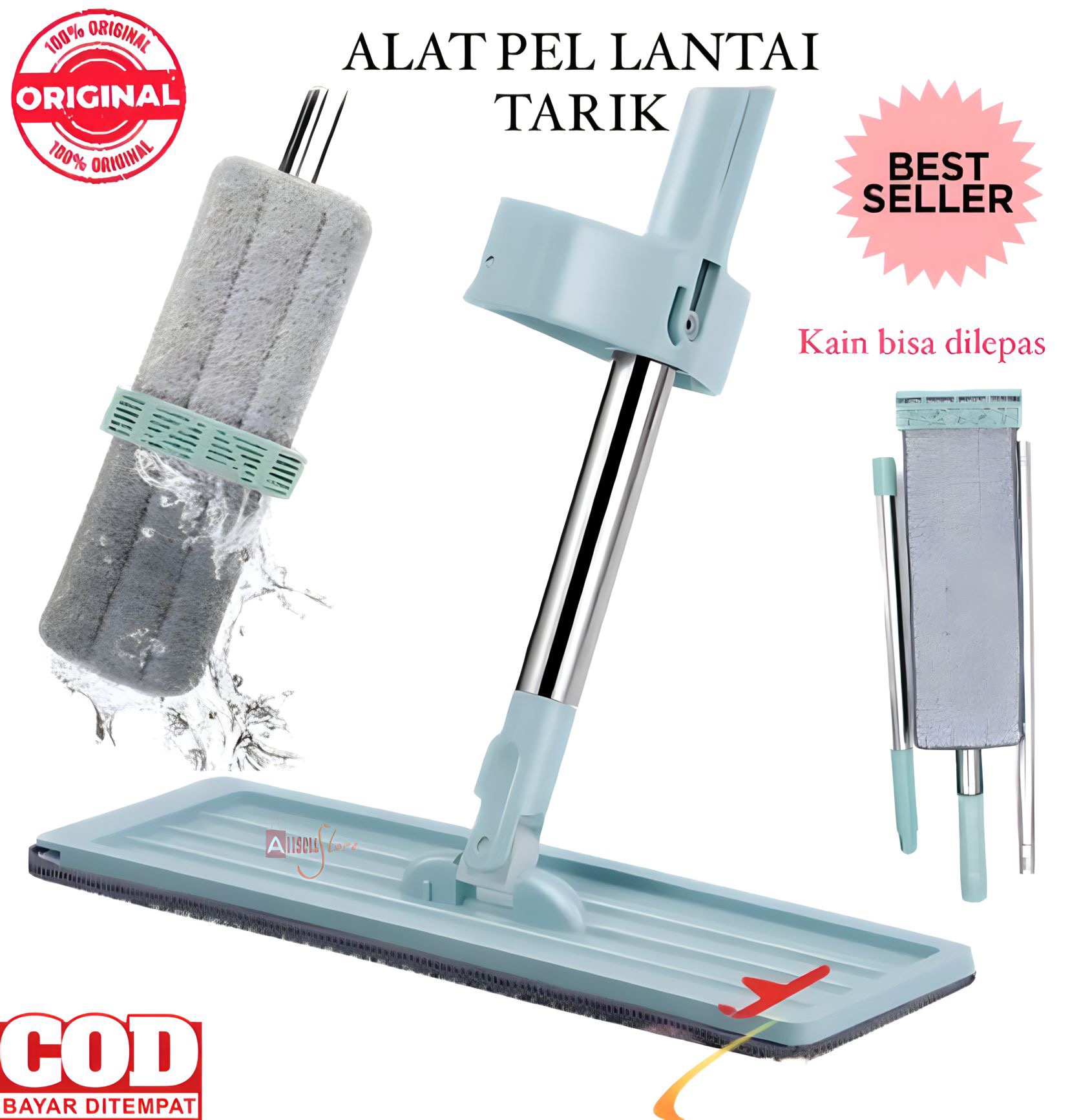( BISA COD ) PROMO Alat Pel Lantai Tarik / Pel Lantai Praktis Flat Mop / Alat Pel Sebaguna Tarik / Pel Multifungsi Harga 22,990 rupiah*Gratis Ongkir