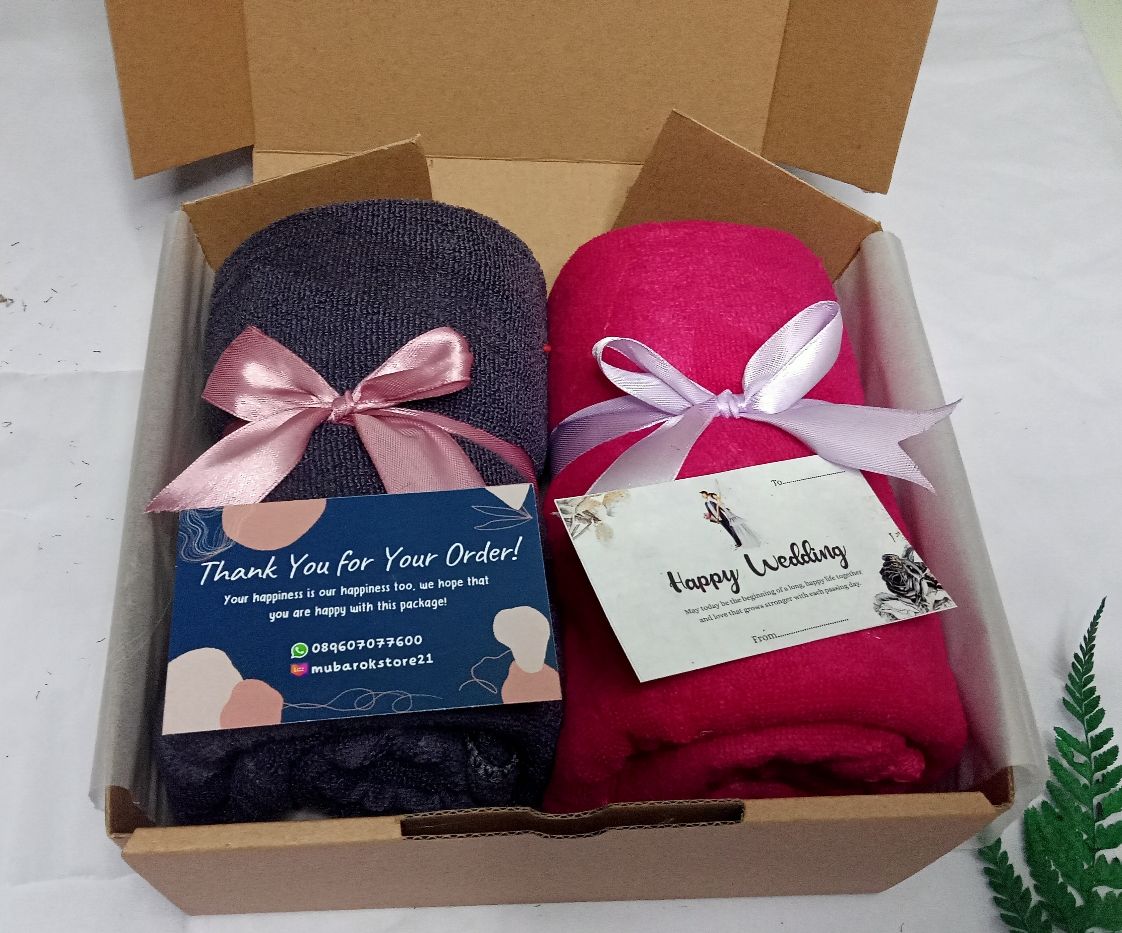 Hampers BOX Handuk Kado Pernikahan Couple hadiah box Handuk Mandi Untuk Hadiah pernikahan