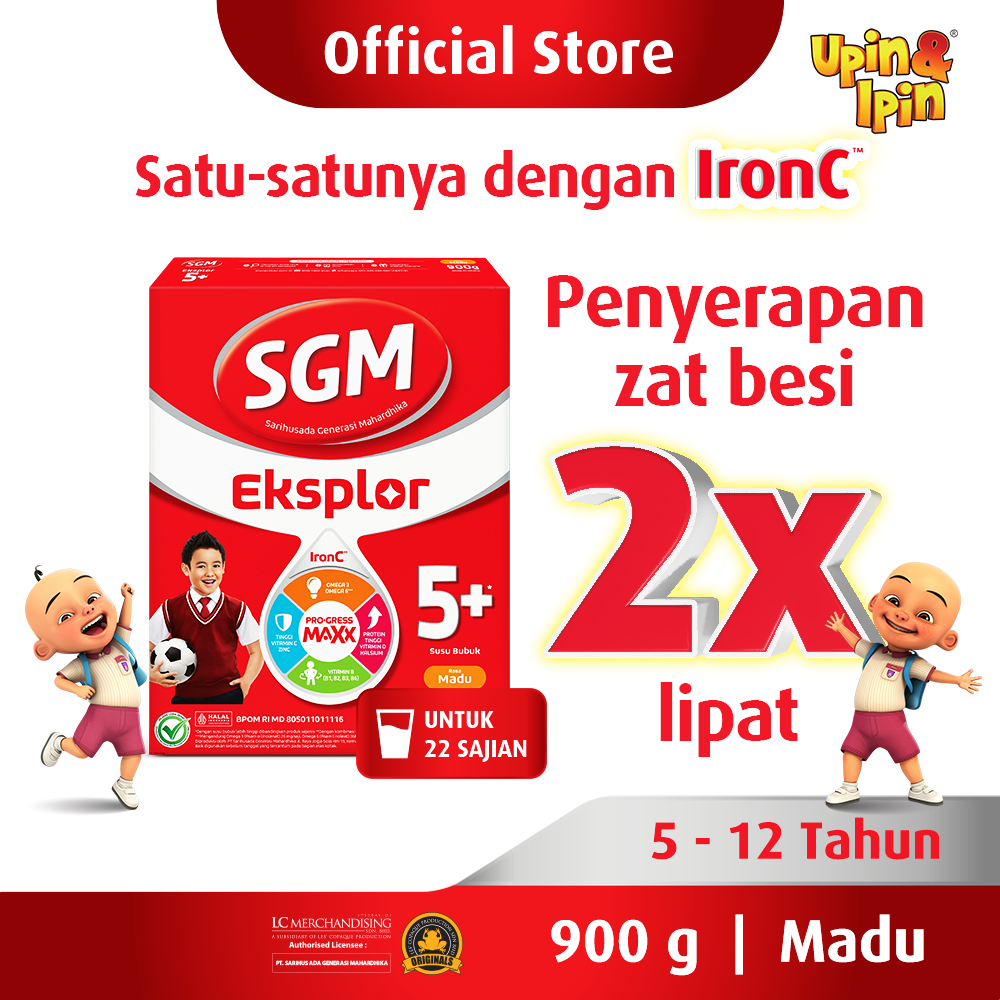 SGM Eksplor 5+ dengan IronC Susu Bubuk Rasa Madu 900gr Harga  74,900 rupiah*Gratis Ongkir