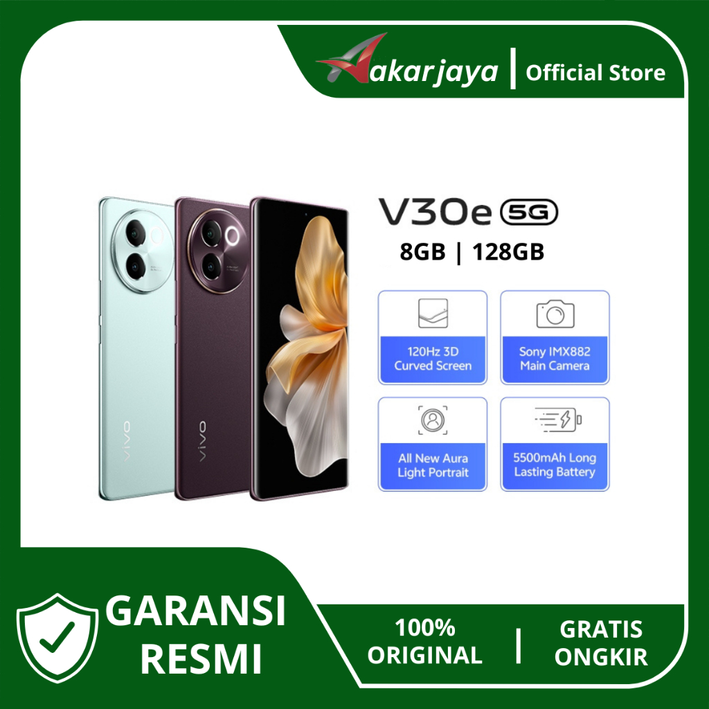 Vivo v30e NFC 8/128GB original authorized warranty Harga 4,699,000 rupiah*Gratis Ongkir
