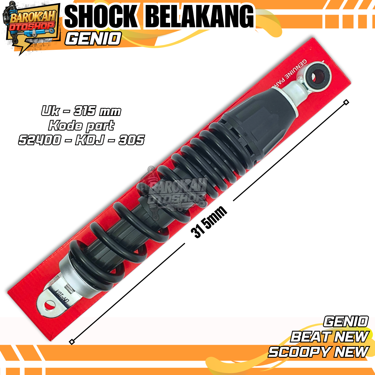 Shock breaker Belakang Genio/beat new/Beat Street New/beat Deluxe/scopy F1 new 2020 Harga 103,110 rupiah*Gratis Ongkir