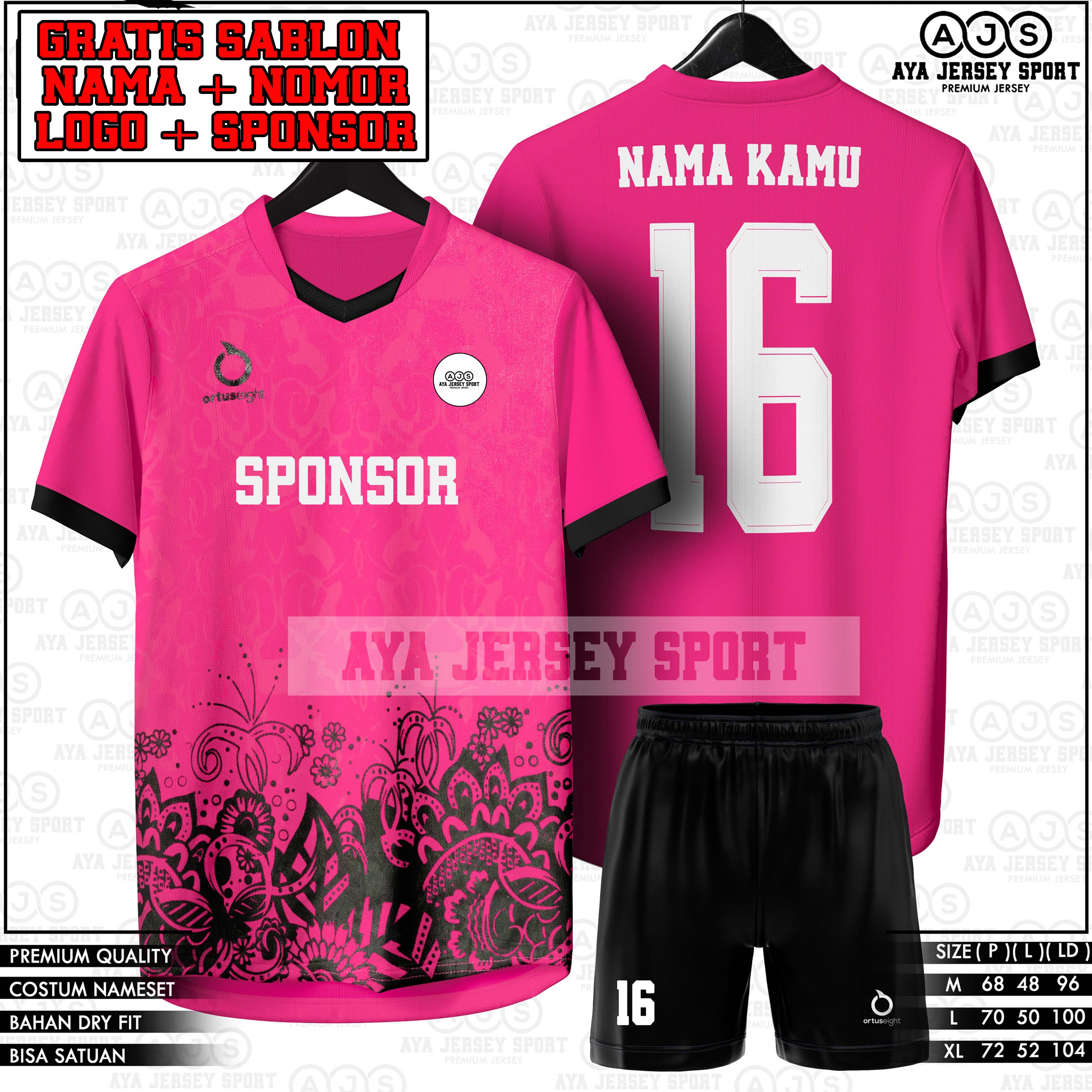 Sablon NAMA NOMOR NAMA TIM LOGO Jersey setelan DEWASA terbaru pria wanita baju futsal volly bola Harga 71,526 rupiah*Gratis Ongkir