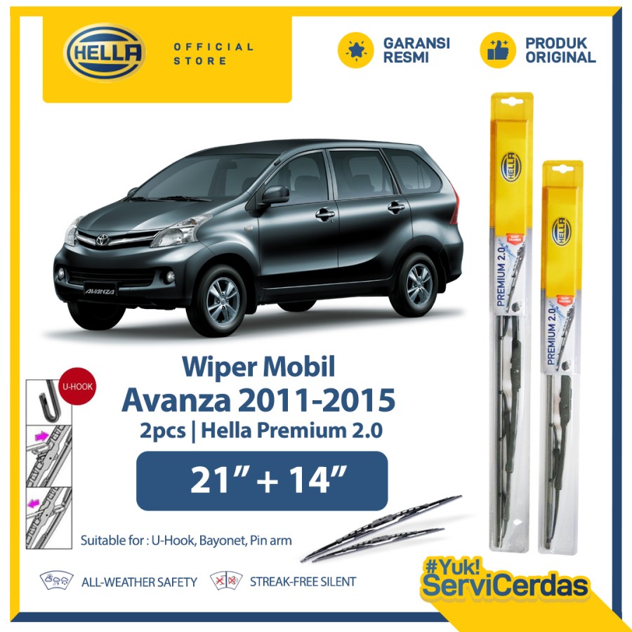 Wiper Mobil TOYOTA Avanza(2011-2015) 21”+14”(2pcs) - HELLA Premium 2.0 Harga 85,440 rupiah*Gratis Ongkir