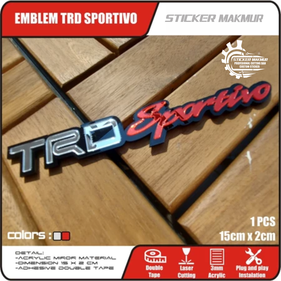 Emblem Mobil TRD Sportivo Toyota Avanza Rush Fortuner Yaris corolla Altis Vios UNIVERSAL MOBIL Harga 15,000 rupiah*Gratis Ongkir