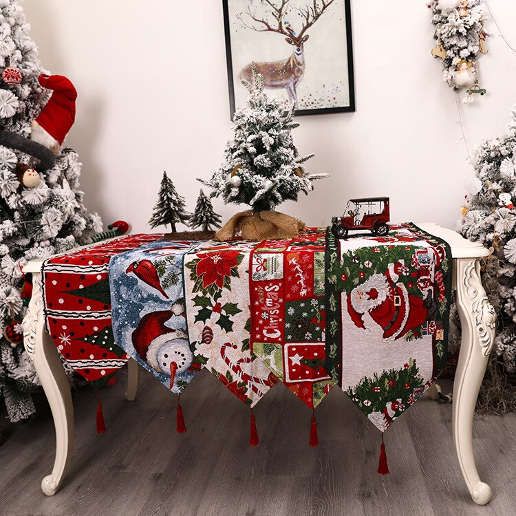Table Runner Natal Taplak Meja Natal 35x180cm / Alas Meja / Aksesoris Hiasan Natal
