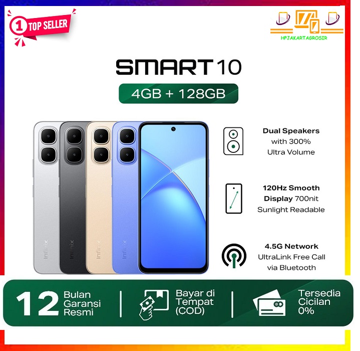 Infinix Smart 10 4/128Gb - up to 8Gb Extended Ram - 6.67 Inch 120Hz Hd+ - T7250 - 5000 Mah Harga 988,790 rupiah*Gratis Ongkir