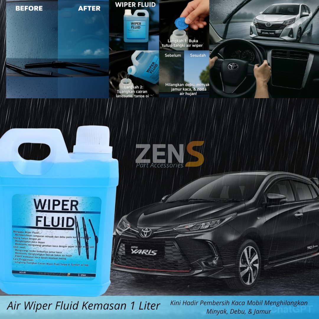 Wiper Fluid 1L Anti Dust, Blurred by Car Mold Harga 19,500 rupiah*Gratis Ongkir