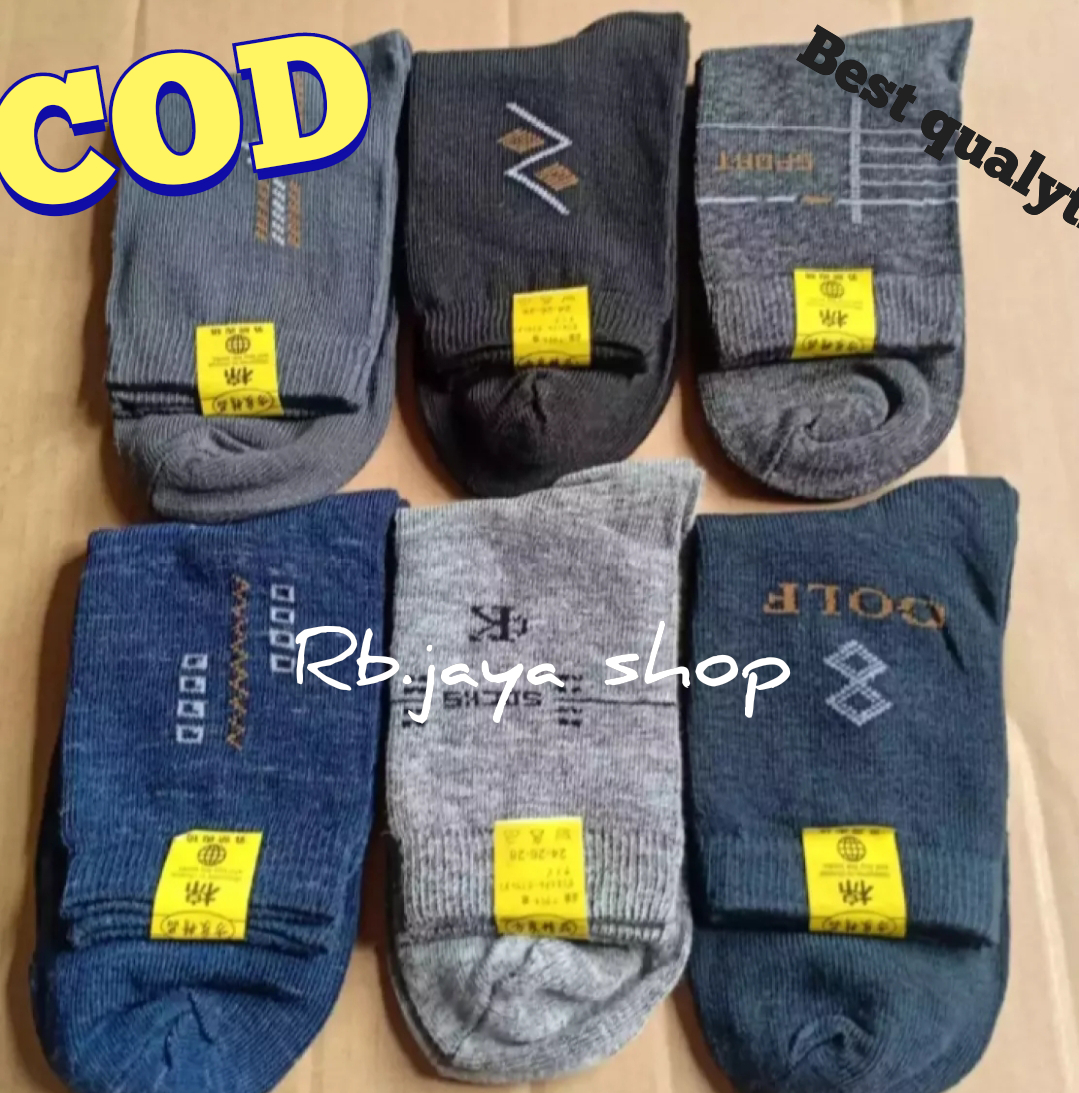 6,pasang kaos kaki casual pria kaos kaki kerja / kantoran 3/4 per 6 dan 3 pasang Harga 12,900 rupiah*Gratis Ongkir