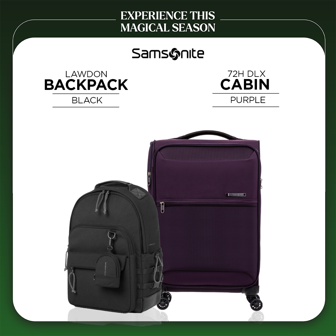 Lazada Indonesia - Bundle Samsonite 72H DLX Cabin 20Inch Purple + Lawdon Backpack Black