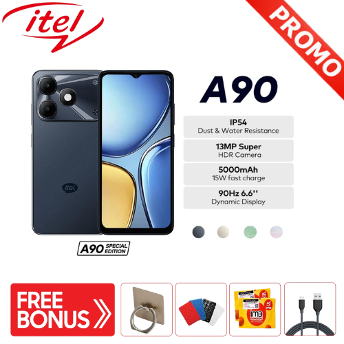 Itel A90 4+4/128Gb – Trustworthy Durability Ip54 Smartphone – 6.6'' 90Hz Display – Octa-Core – Octa-Core Processor Harga  943,000 Ringgit*Penghantaran Percuma