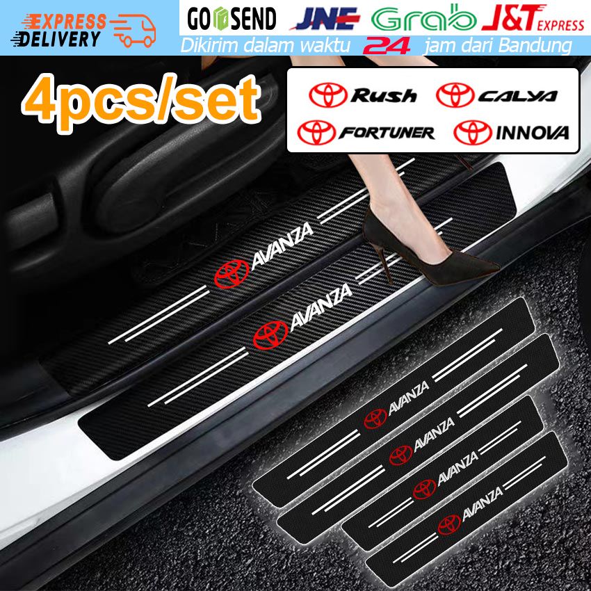 4Pcs/Set Stiker Pintu Mobil Sill Plate Karbon Fiber 3D Sticker Sill Plate Pelindung Pijakan Lantai Pintu Mobil For Toyota Avanza / Calya / Fortuner / Innove / Rush Harga 19,000 rupiah*Gratis Ongkir