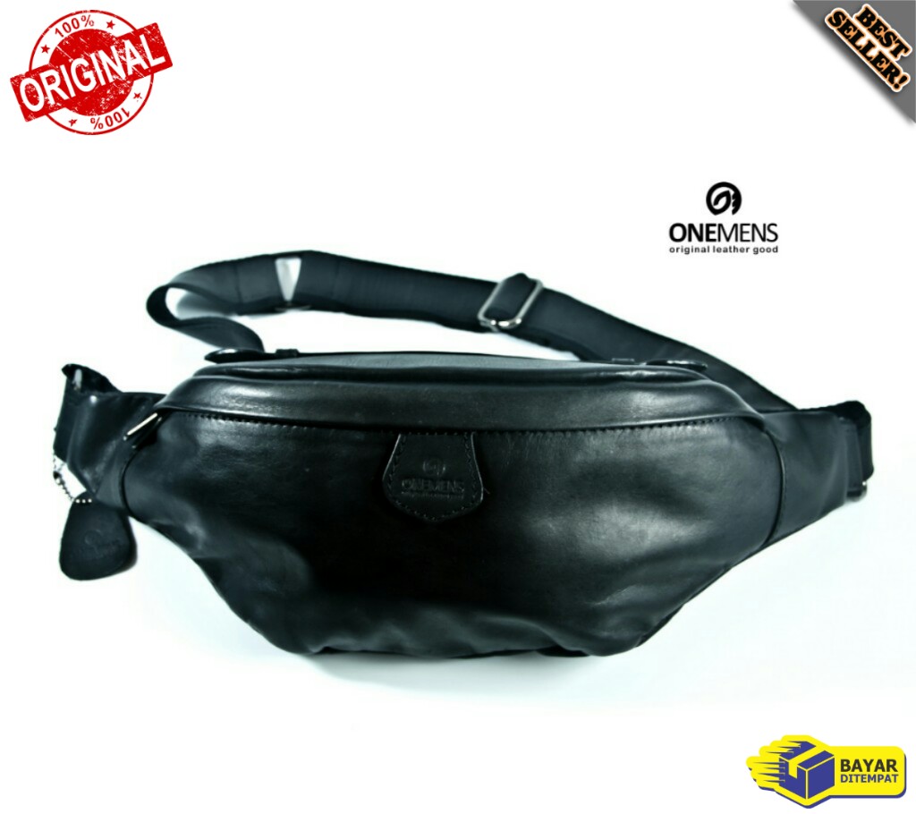 Tas Selempang Pria Kulit Asli Original OneMens Waist Bag GENUINE LEATHER Trends New Model TX 01 Black Natural Waist Bag 100 Kulit Asli Lazada Indonesia