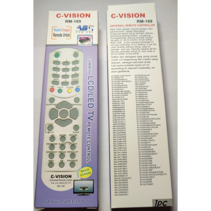 Remote Remot Multi TV LG Tabung LCD LED CVISION 169 Vision 169 - Merek vision Harga 13,500 rupiah*Gratis Ongkir