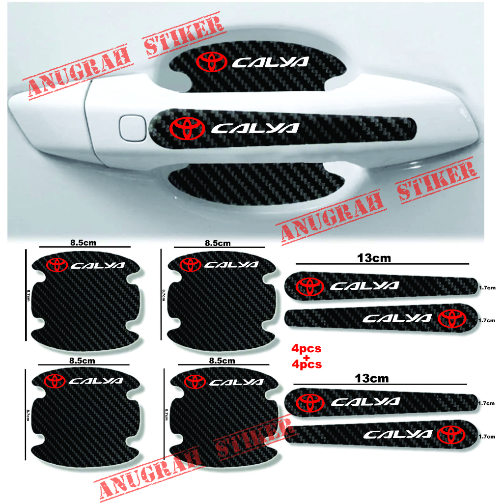 8pcs Stiker karbon Handle mobil Anti Gores Pelindung Pintu Carbon mobil toyota calya Harga 15,000 rupiah*Gratis Ongkir