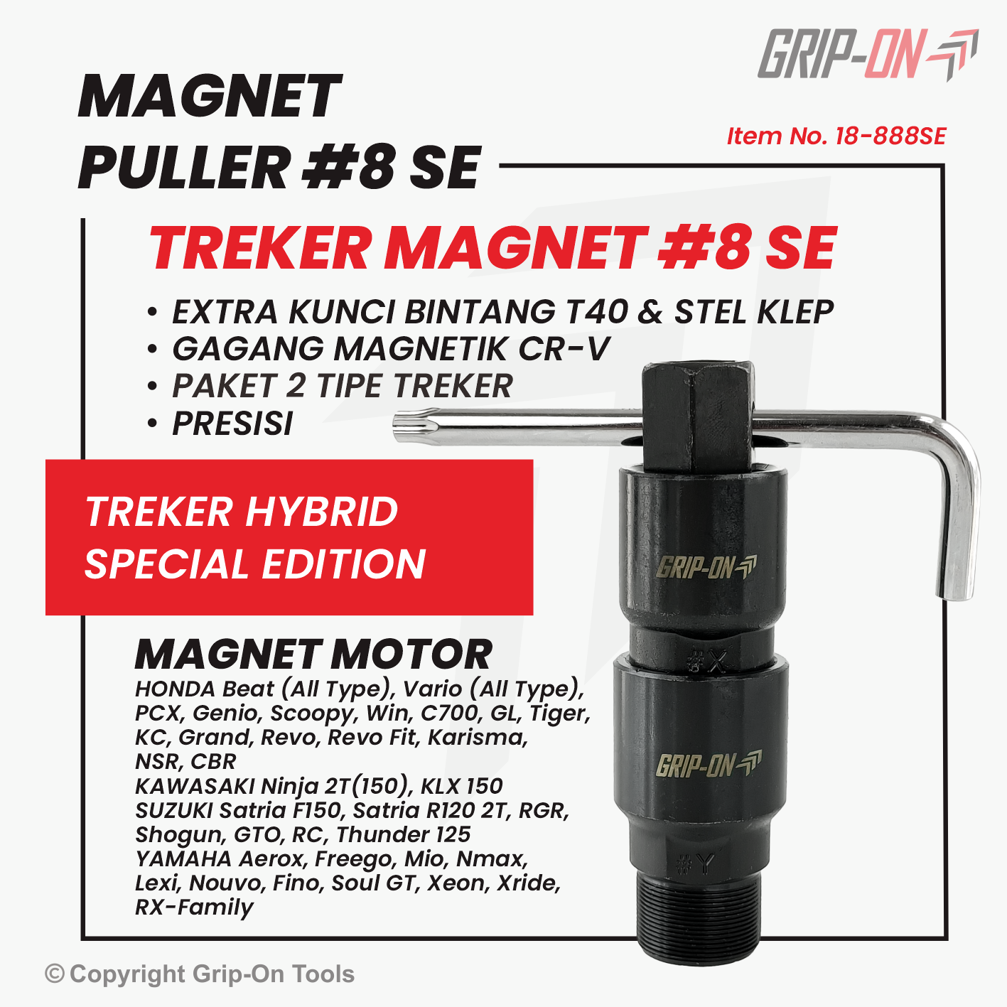 Grip-On Magnet Puller #8SE Special Edition Hybrid Treker Magnet 2 Tipe Untuk Motor Honda Kawasaki Suzuki Yamaha Multifungsi 2 IN 1 Harga 90,885 rupiah*Gratis Ongkir