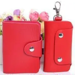 Paket Gantungan Kunci Dompet Kartu Kulit Card Holder PU Leather Key Chain 6 Key Slot Pocket Wallet Folding Gantungan Kunci STNK Mobil Motor Dompet Kartu Lipat ATM SIM KTP Name ID Business Card Simple Design Fashion Pria Wanita s9548
