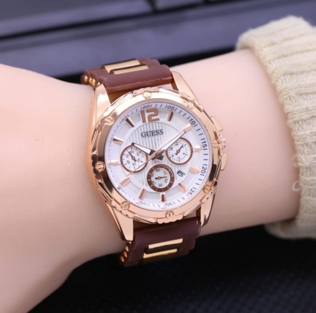 jam tangan GUESS WANITA NEW MODEL RUBBER Jam Tangan Quartz Hitam