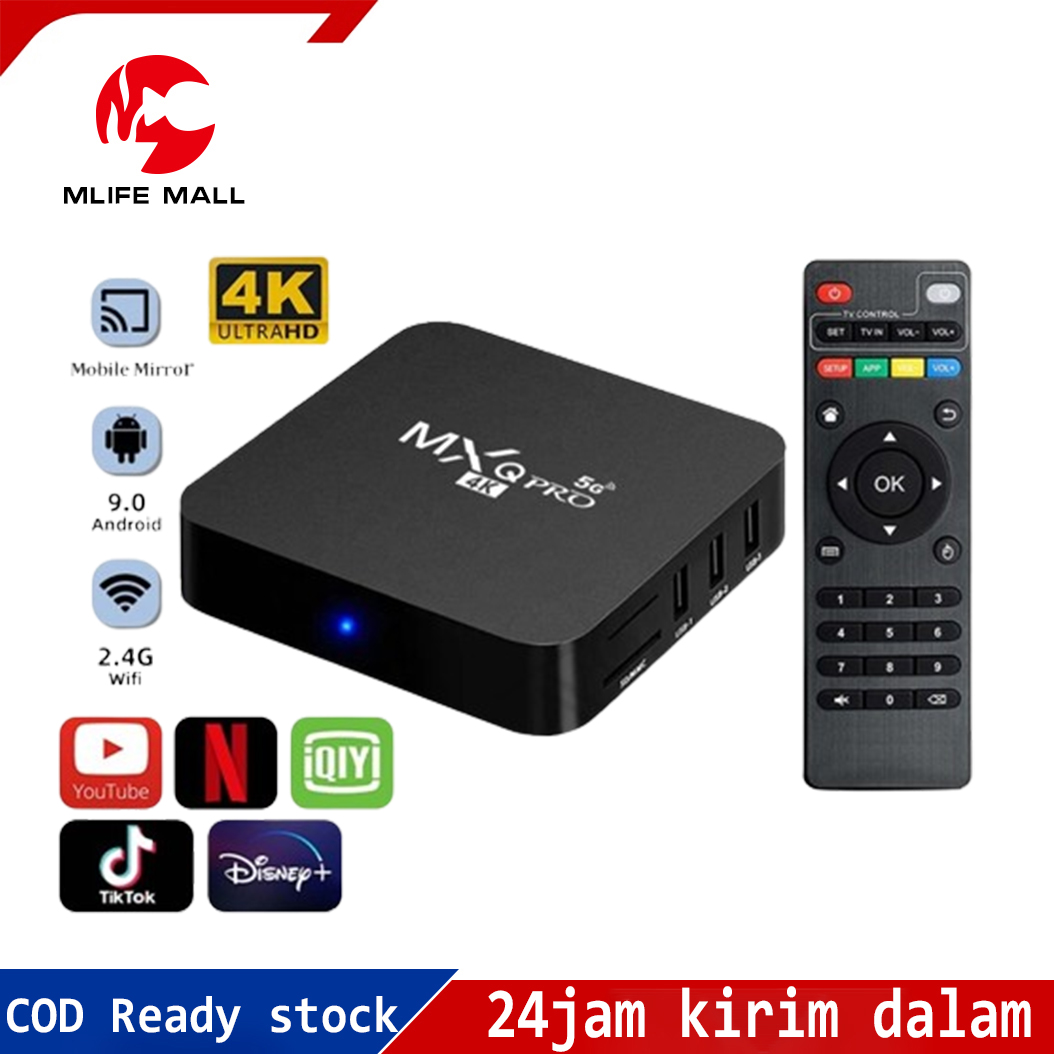 Android TV box mxq Pro 4K -5G RAM 8GB ROM 128GB smart TV box Harga 58,800 rupiah*Gratis Ongkir