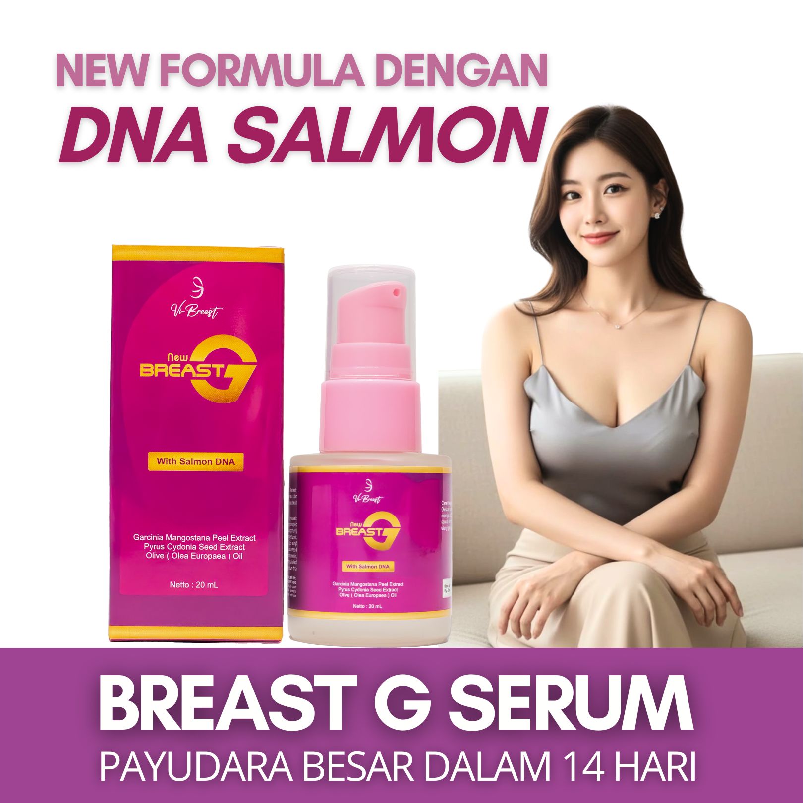 Breast g Breast Enlargement Firming Serum Body Care Medicine with New Formula Salmon Dna Bpom Harga 138,000 rupiah*Gratis Ongkir