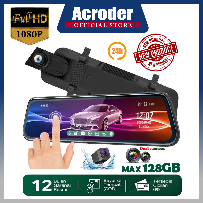 Acroder Dashcam Mobil full hd 1080P HD 10 Inch Layar Sentuh IPS Dual Lens Perekaman Loop 24 jam Harga 599,000 rupiah*Gratis Ongkir