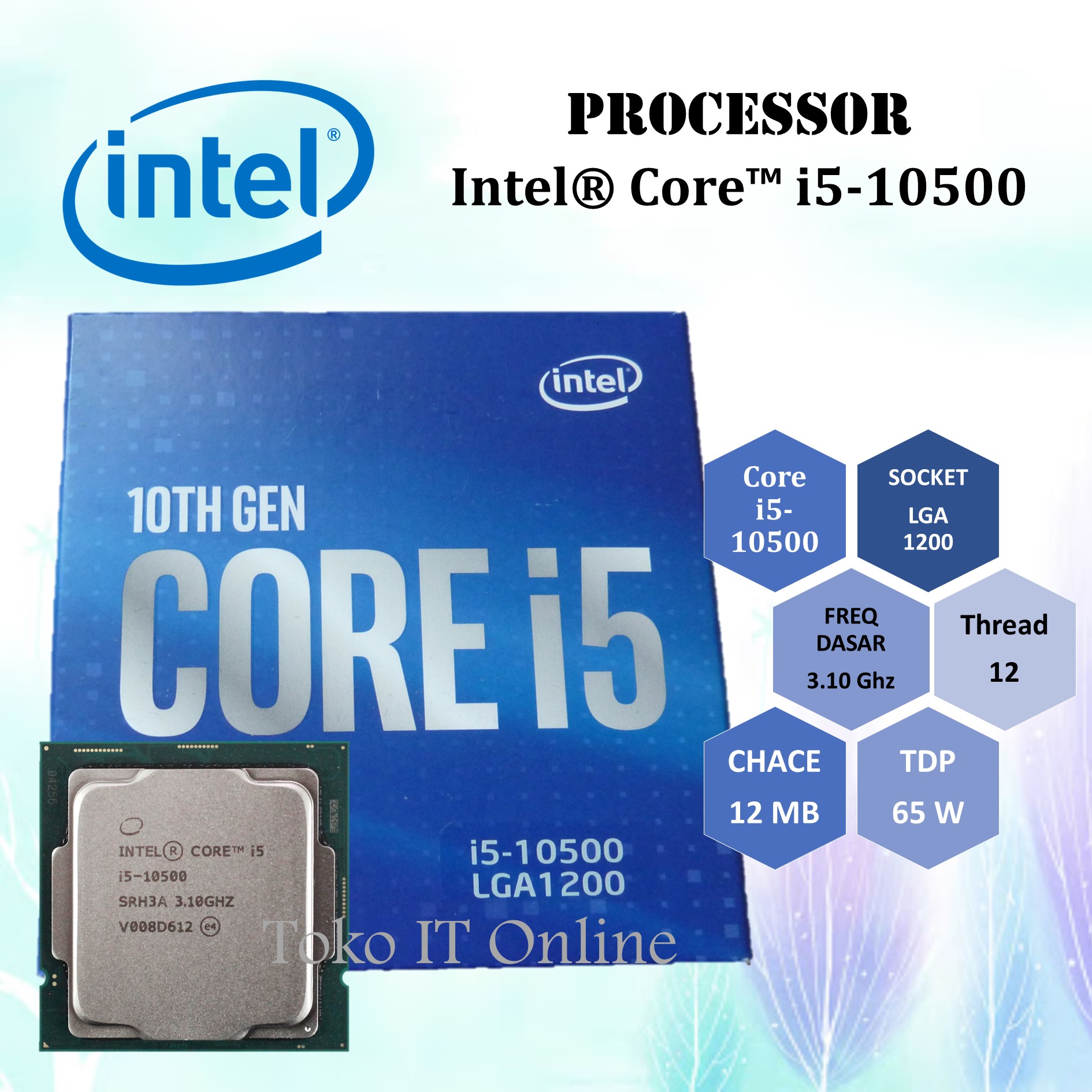 Procesador Intel Core I5-10500, 3.10 GHz, 12 MB Caché L3