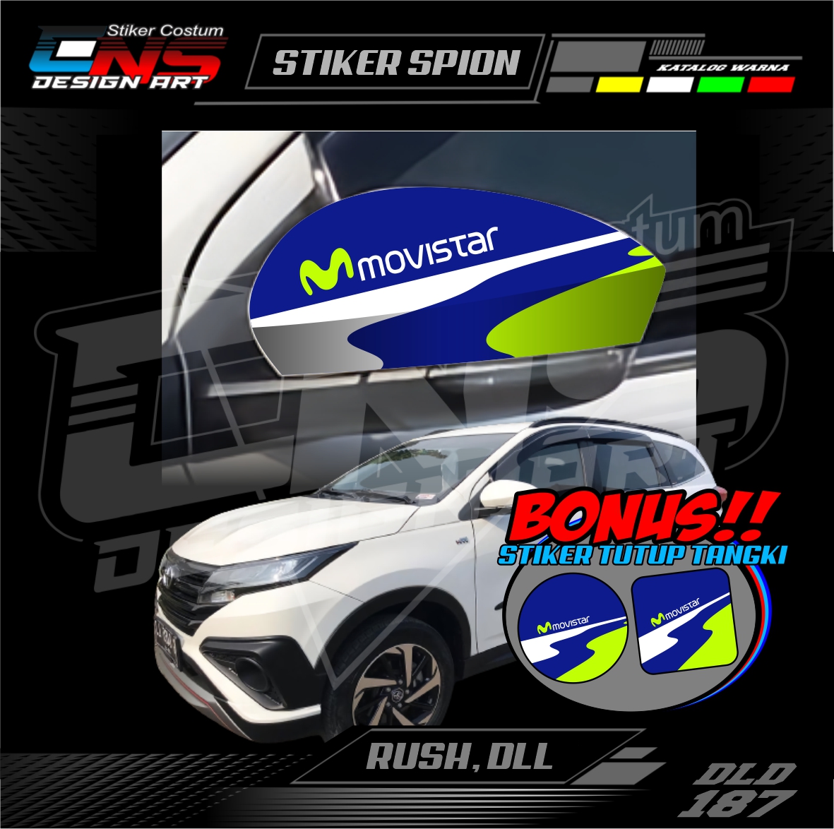 Stiker Spion Mobil Toyota Rush MOVISTAR Custom Semua Mobil Stiker Spion Pick Up Stiker Print Stiker Vinyl Stiker Kata Keren Stiker Cewek Vector Hijab - Bisa Request Harga 55,900 rupiah*Gratis Ongkir