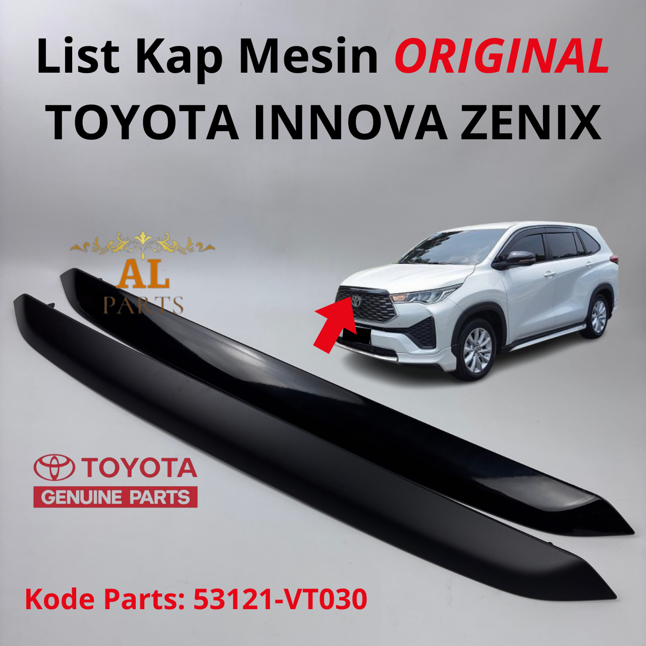 Hood moulding list original Toyota Innova Zenix part code 53121-vt030 Harga 235,000 rupiah*Gratis Ongkir
